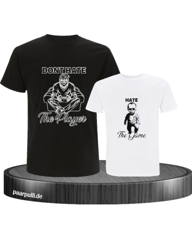 Don't Hate The Player & Hate The Game Vater und Kind T-Shirt Set