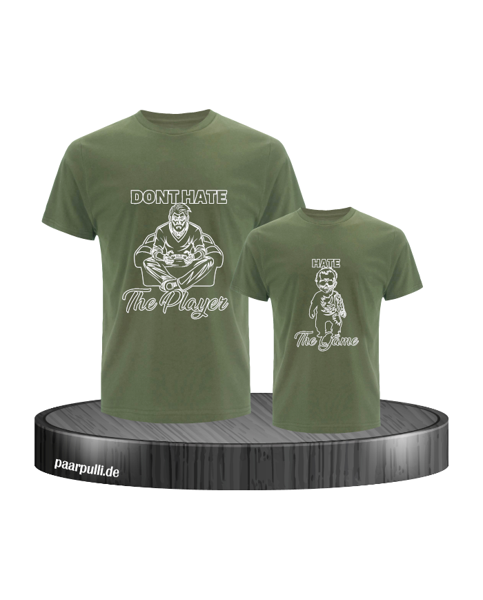 Don't Hate The Player & Hate The Game Vater und Kind T-Shirt Set