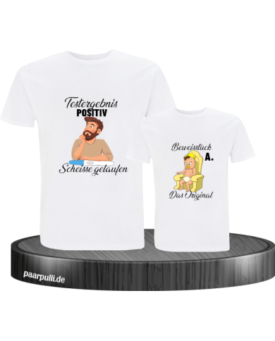 Testergebnis Positiv & Beweisstück Vater und Kind T-Shirt Set