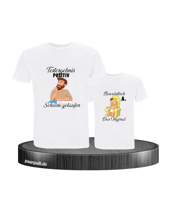 Testergebnis Positiv & Beweisstück Vater und Kind T-Shirt Set