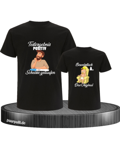 Testergebnis Positiv & Beweisstück Vater und Kind T-Shirt Set