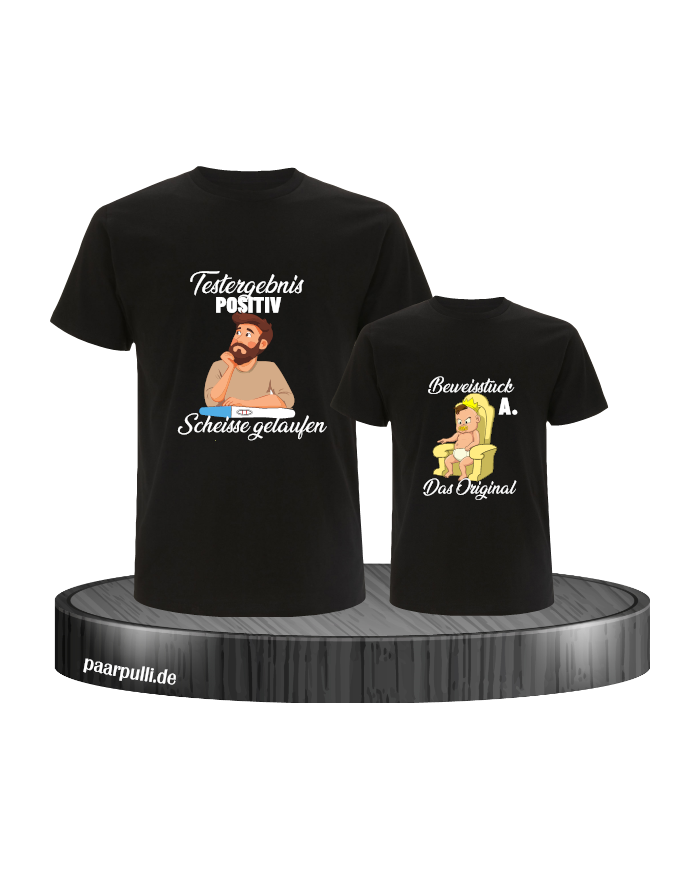 Testergebnis Positiv & Beweisstück Vater und Kind T-Shirt Set
