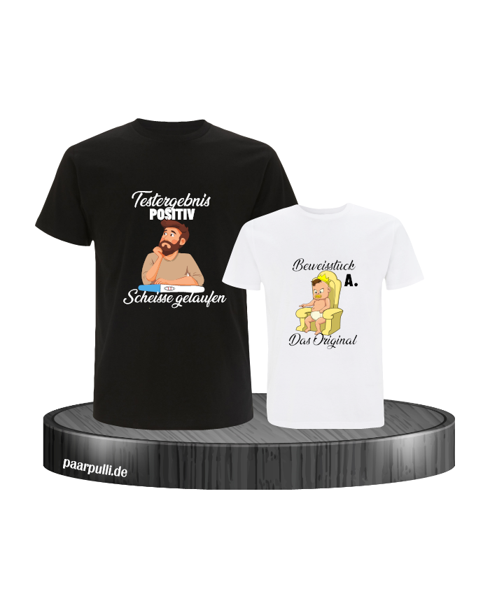 Testergebnis Positiv & Beweisstück Vater und Kind T-Shirt Set