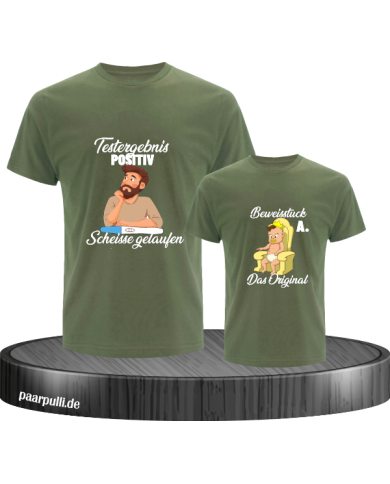 Testergebnis Positiv & Beweisstück Vater und Kind T-Shirt Set