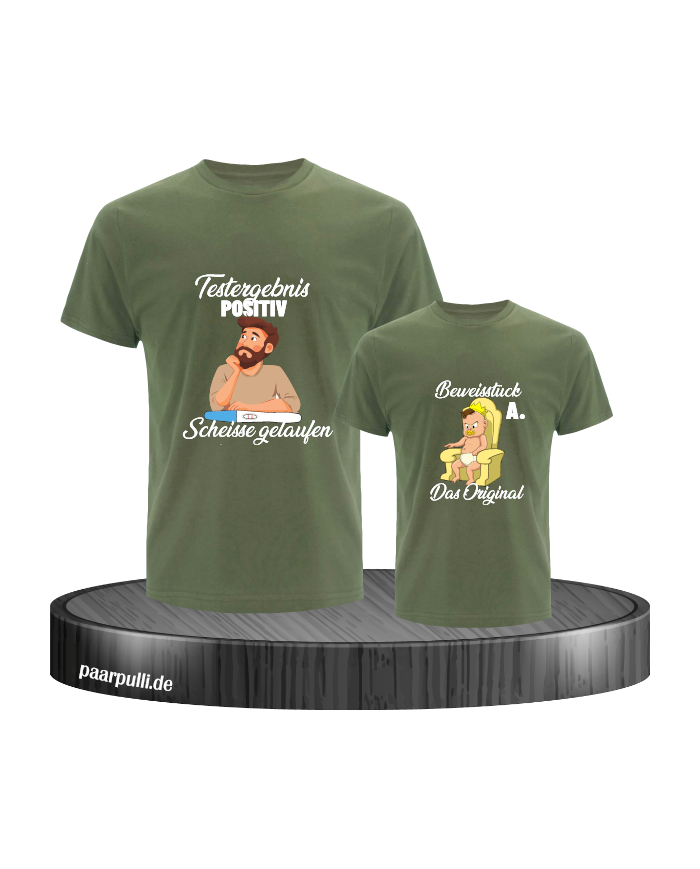 Testergebnis Positiv & Beweisstück Vater und Kind T-Shirt Set