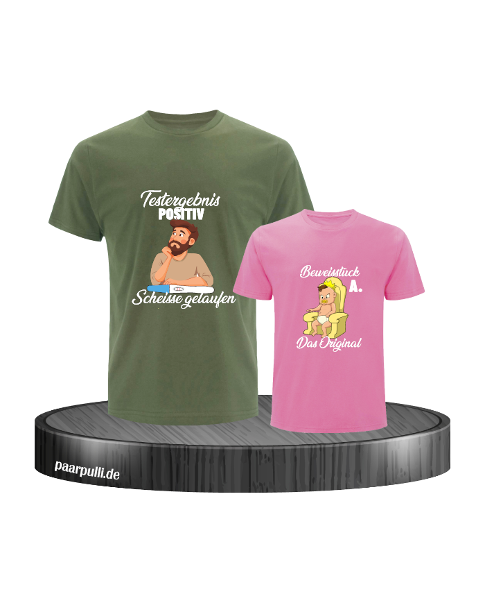Testergebnis Positiv & Beweisstück Vater und Kind T-Shirt Set