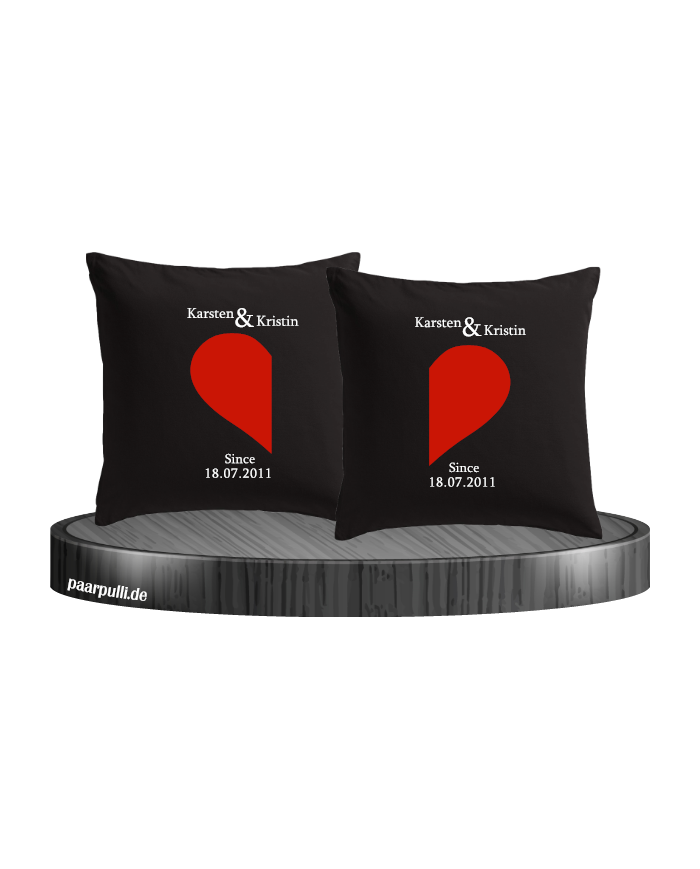 Name und Datum Kissenbezug in schwarz