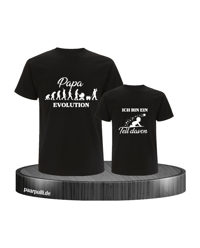 Papa Evolution & Kind Evolution Vater und Kind T-Shirt Set