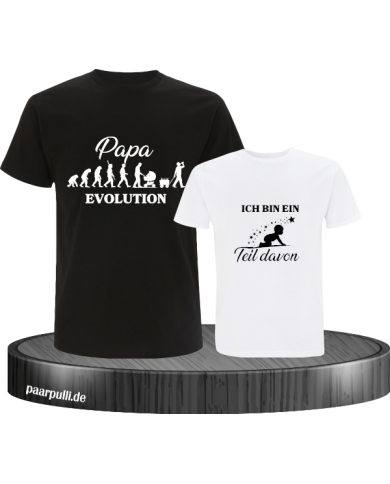 Papa Evolution & Kind Evolution Vater und Kind T-Shirt Set