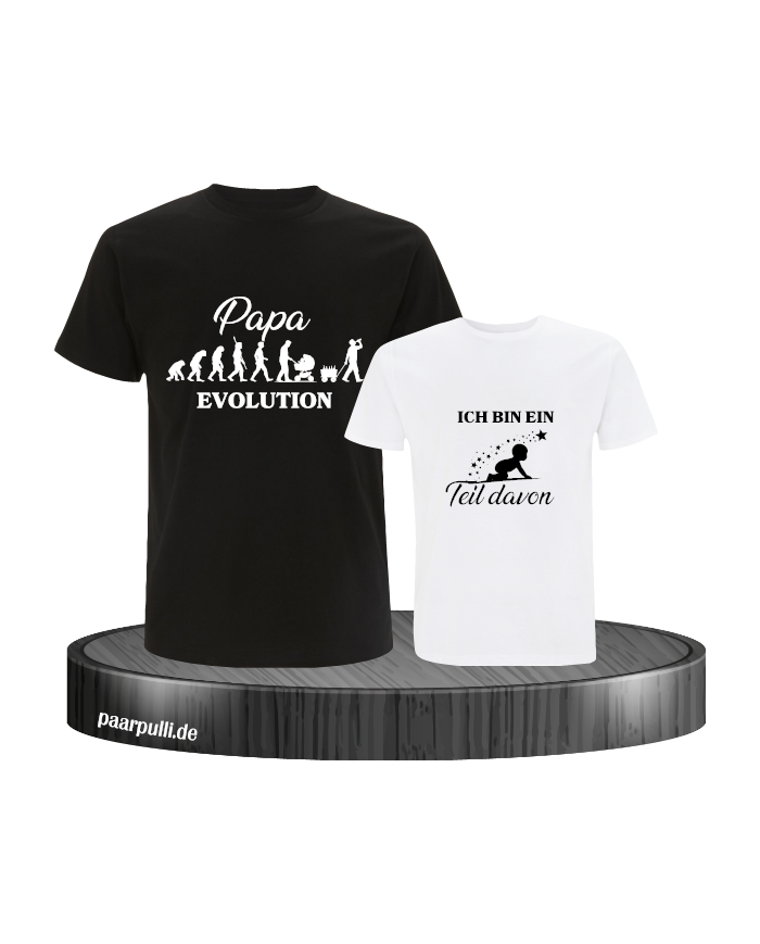 Papa Evolution & Kind Evolution Vater und Kind T-Shirt Set
