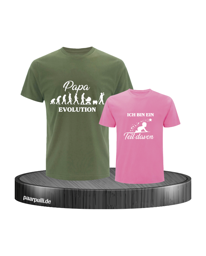 Papa Evolution & Kind Evolution Vater und Kind T-Shirt Set