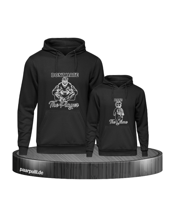 Don't Hate The Player & Hate The Game Vater und Kind Hoodie Set