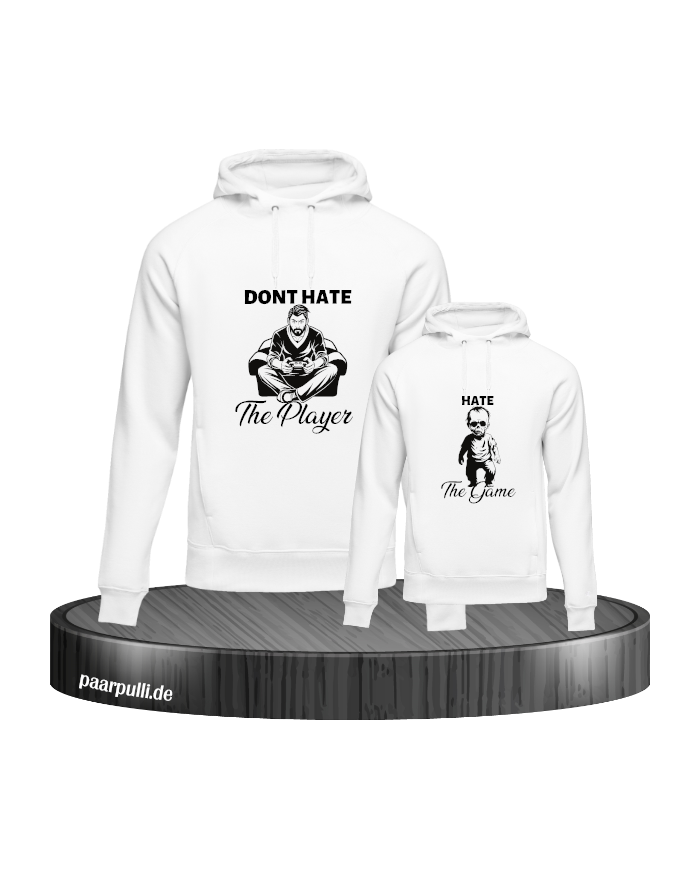 Don't Hate The Player & Hate The Game Vater und Kind Hoodie Set