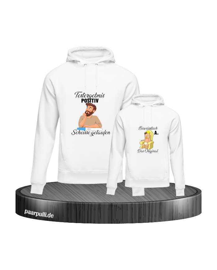 Testergebnis Positiv & Beweisstück Vater und Kind Hoodie Set