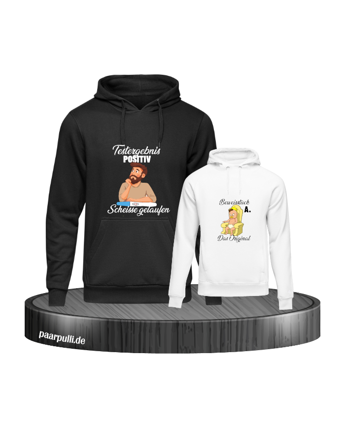 Testergebnis Positiv & Beweisstück Vater und Kind Hoodie Set