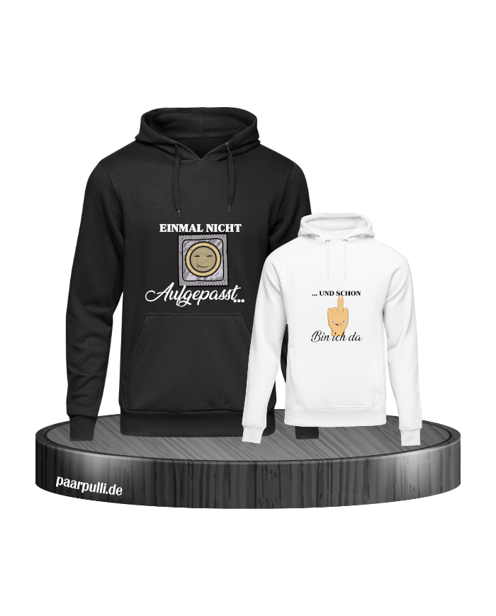 Einmal nicht aufgepasst & schon bin ich da Vater und Kind Hoodie Set