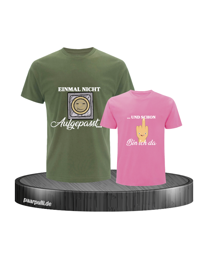 Einmal nicht aufgepasst & schon bin ich da Vater und Kind T-Shirt Set