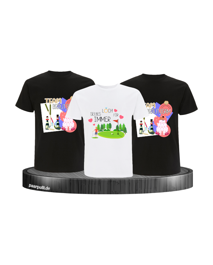 Selbes Loch für immer & Team Bräutigam T-Shirt Set für Herren Junggesellenabschied