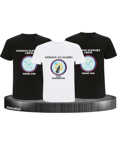 Mission to Marry & Mission Support Crew 2026 T-Shirt Set für Herren Junggesellenabschied