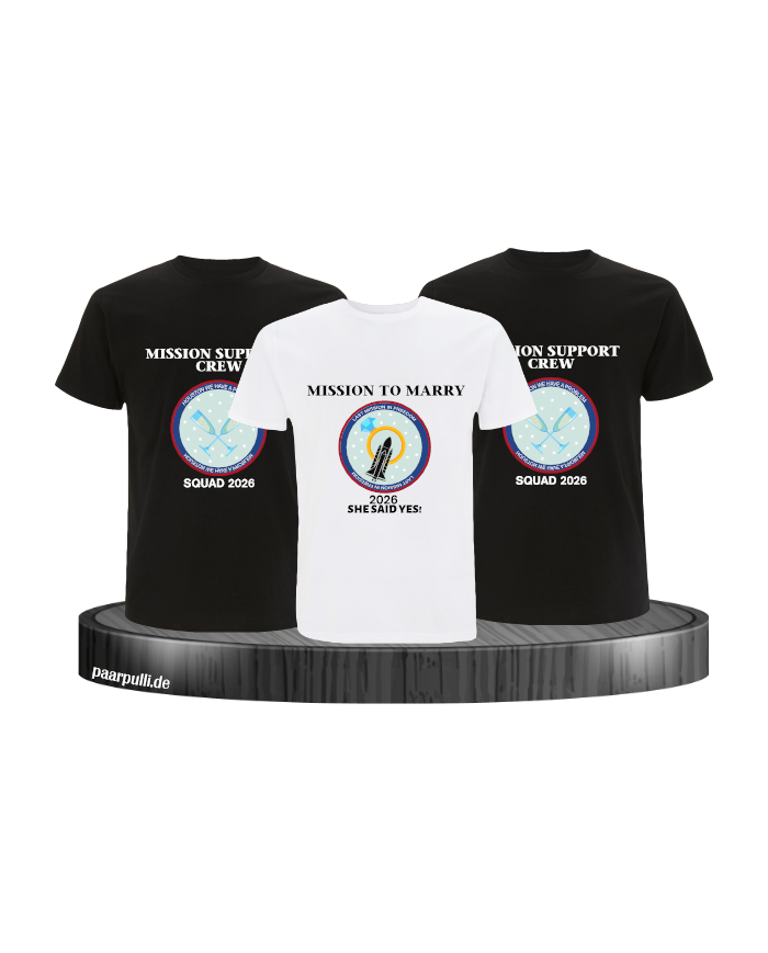 Mission to Marry & Mission Support Crew 2026 T-Shirt Set für Herren Junggesellenabschied
