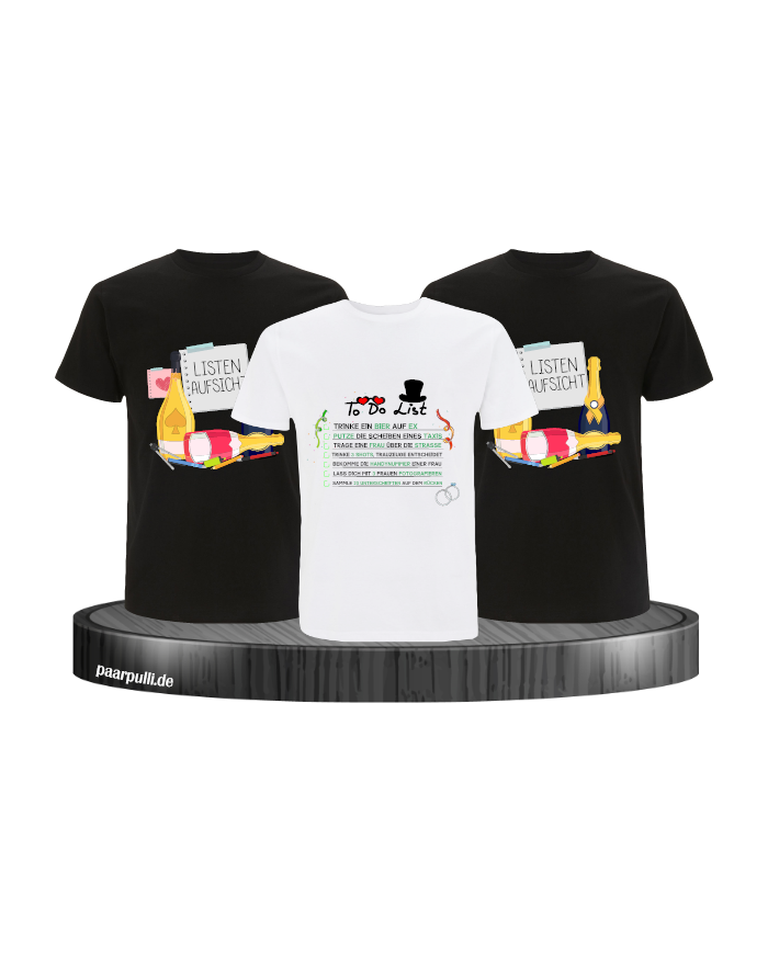 To Do List & Listenaufsicht T-Shirt Set für Herren Junggesellenabschied