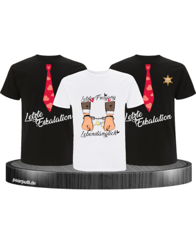 Letzter Freigang & Letzte Eskalation T-Shirt Set für Herren Junggesellenabschied