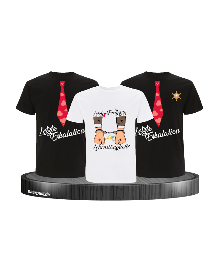 Letzter Freigang & Letzte Eskalation T-Shirt Set für Herren Junggesellenabschied