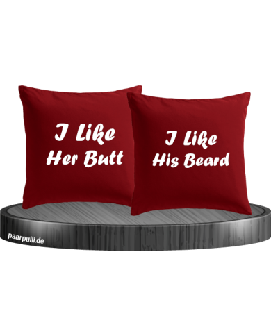 I like his beard Kissenbezug Rot I like his beard Kissenbezug Rot