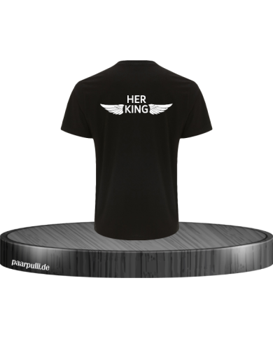 Her King Engelsflügel T-Shirt schwarz Größe XXL