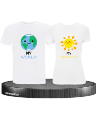 My Sunshine und my World Partner-Shirt im Couple Set
