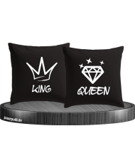 King und Queen Kissenbezug im Partnerlook Set