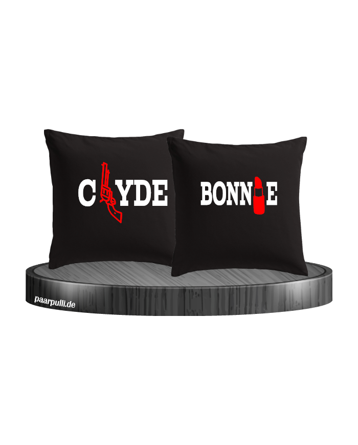 Schwarze Kissen Bonnie&Clyde