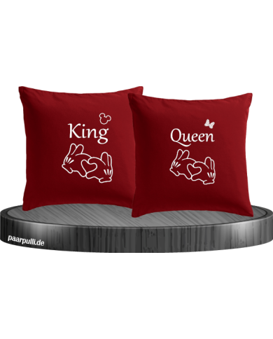 Rote kissen mit king und queen