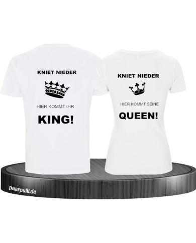 Partnerlook T-Shirts King und Queen - KNIET NIEDER