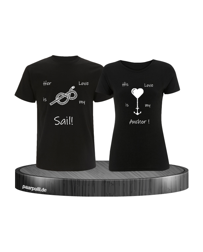 sail und anker partner shirt set schwarz