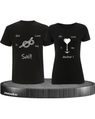 sail und anker partner shirt set schwarz