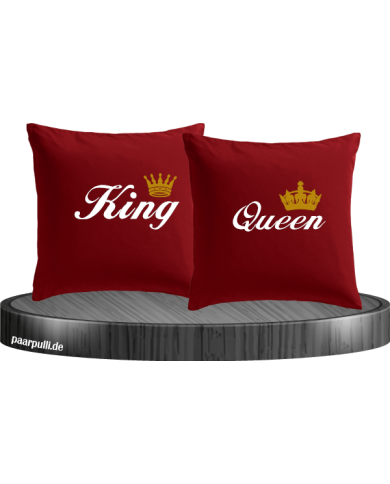 King Queen mit goldene Krone Kissenbezug 40x40 in rot King Queen mit goldene Krone Kissenbezug 40x40 in rot