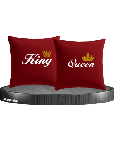 King Queen mit goldene Krone Kissenbezug 40x40 in rot