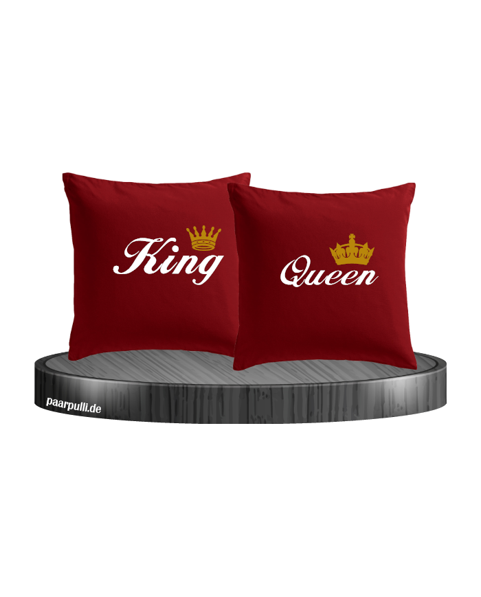 King Queen mit goldene Krone Kissenbezug 40x40 in rot