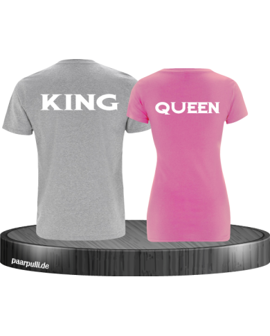 King&Queen in weiß auf pärchen shirts hinten männchen und weibchen