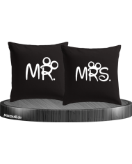 Mr und Mrs Kissenbezüge in schwarz