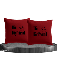 The Boyfriend und The Girlfriend als Kissenbezüge in rot