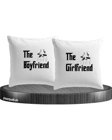 The Boyfriend und The Girlfriend als Kissenbezüge in weiß
