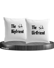 The Boyfriend und The Girlfriend als Kissenbezüge in weiß