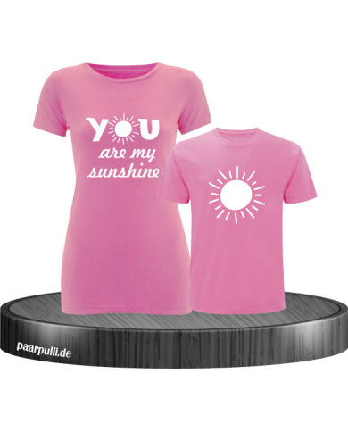 You are my sunshine partnerlook mutter und kind t shirts in rosa weiß