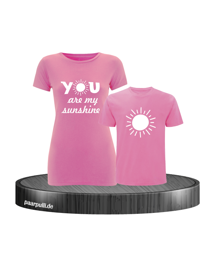 You are my sunshine partnerlook mutter und kind t shirts in rosa weiß