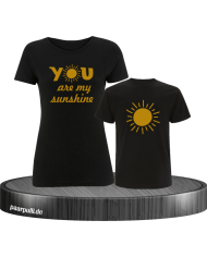 You are my sunshine partnerlook mutter und kind t shirts in schwarz gold