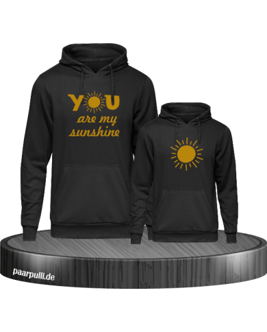 You are my sunshine partnerlook mutter und kind hoodies in schwarz gold