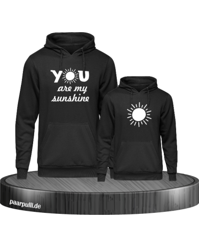 You are my sunshine partnerlook mutter und kind hoodies in schwarz weiß