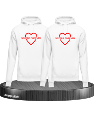 Sisters Forever Hoodies in weiß mit rote Folie